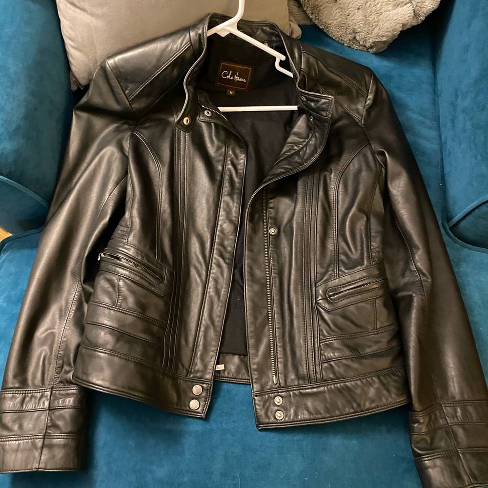 Cole Haan leather Moto jacket